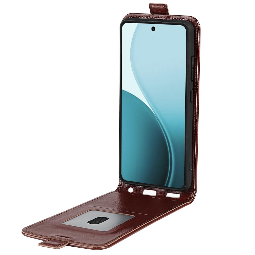 OPPO Reno14 Pro 5G Texture Vertical Flip Leather Wallet Case with Card Slot, PU TPU Shockproof Protective Cover, Anti-Drop Magnetic Folio Phone Case