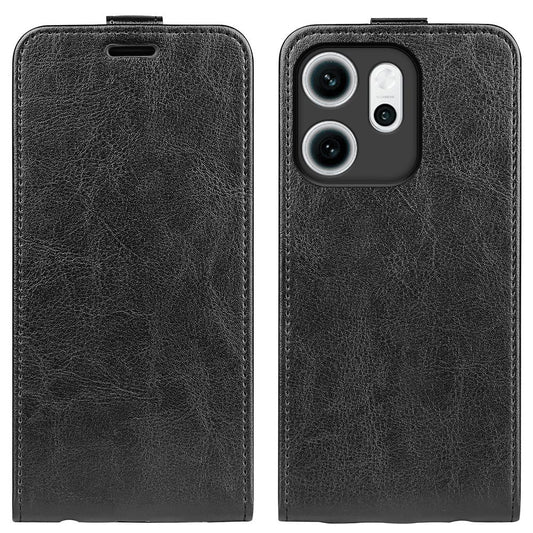 OPPO Reno14 F 5G Texture Vertical Flip Leather Wallet Case with Card Slot, PU TPU Shockproof Protective Cover, Anti-Drop Magnetic Folio Phone Case