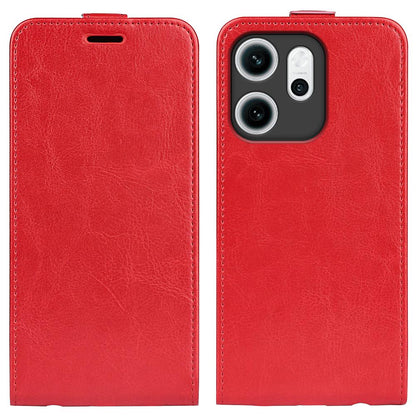 OPPO Reno14 F 5G Texture Vertical Flip Leather Wallet Case with Card Slot, PU TPU Shockproof Protective Cover, Anti-Drop Magnetic Folio Phone Case