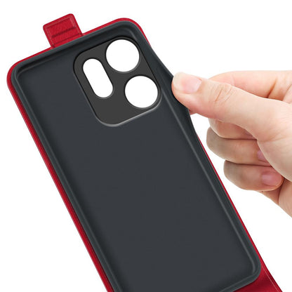 OPPO Reno14 F 5G Texture Vertical Flip Leather Wallet Case with Card Slot, PU TPU Shockproof Protective Cover, Anti-Drop Magnetic Folio Phone Case
