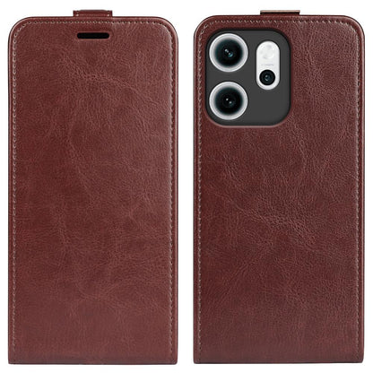 OPPO Reno14 F 5G Texture Vertical Flip Leather Wallet Case with Card Slot, PU TPU Shockproof Protective Cover, Anti-Drop Magnetic Folio Phone Case
