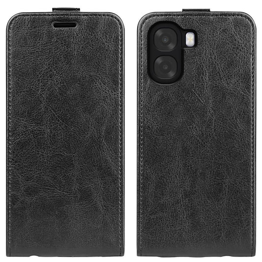 OPPO A6x 5G Texture Vertical Flip Leather Wallet Case with Card Slot, PU TPU Shockproof Protective Cover, Anti-Drop Magnetic Folio Phone Case