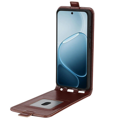 OPPO A6x 4G Texture Vertical Flip Leather Wallet Case with Card Slot, PU TPU Shockproof Protective Cover, Anti-Drop Magnetic Folio Phone Case
