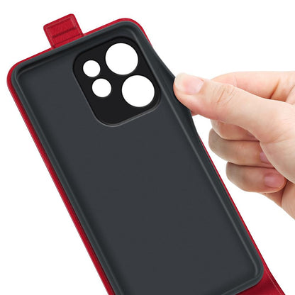 OPPO Reno15 F 5G Texture Vertical Flip Leather Wallet Case with Card Slot, PU TPU Shockproof Protective Cover, Anti-Drop Magnetic Folio Phone Case