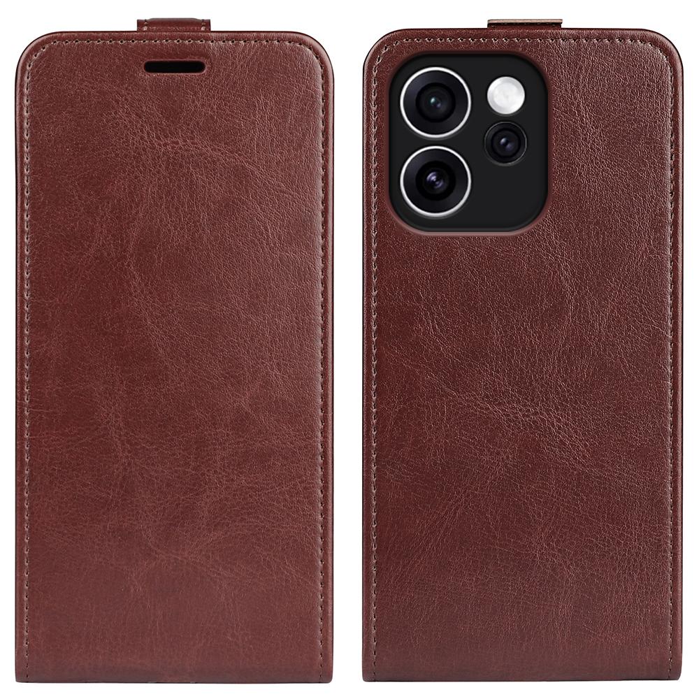 OPPO Reno15 F 5G Texture Vertical Flip Leather Wallet Case with Card Slot, PU TPU Shockproof Protective Cover, Anti-Drop Magnetic Folio Phone Case