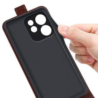 OPPO Reno15 F 5G Texture Vertical Flip Leather Wallet Case with Card Slot, PU TPU Shockproof Protective Cover, Anti-Drop Magnetic Folio Phone Case