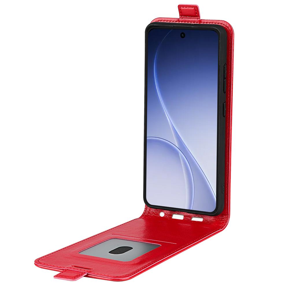OPPO Reno15 5G Texture Vertical Flip Leather Wallet Case with Card Slot, PU TPU Shockproof Protective Cover, Anti-Drop Magnetic Folio Phone Case