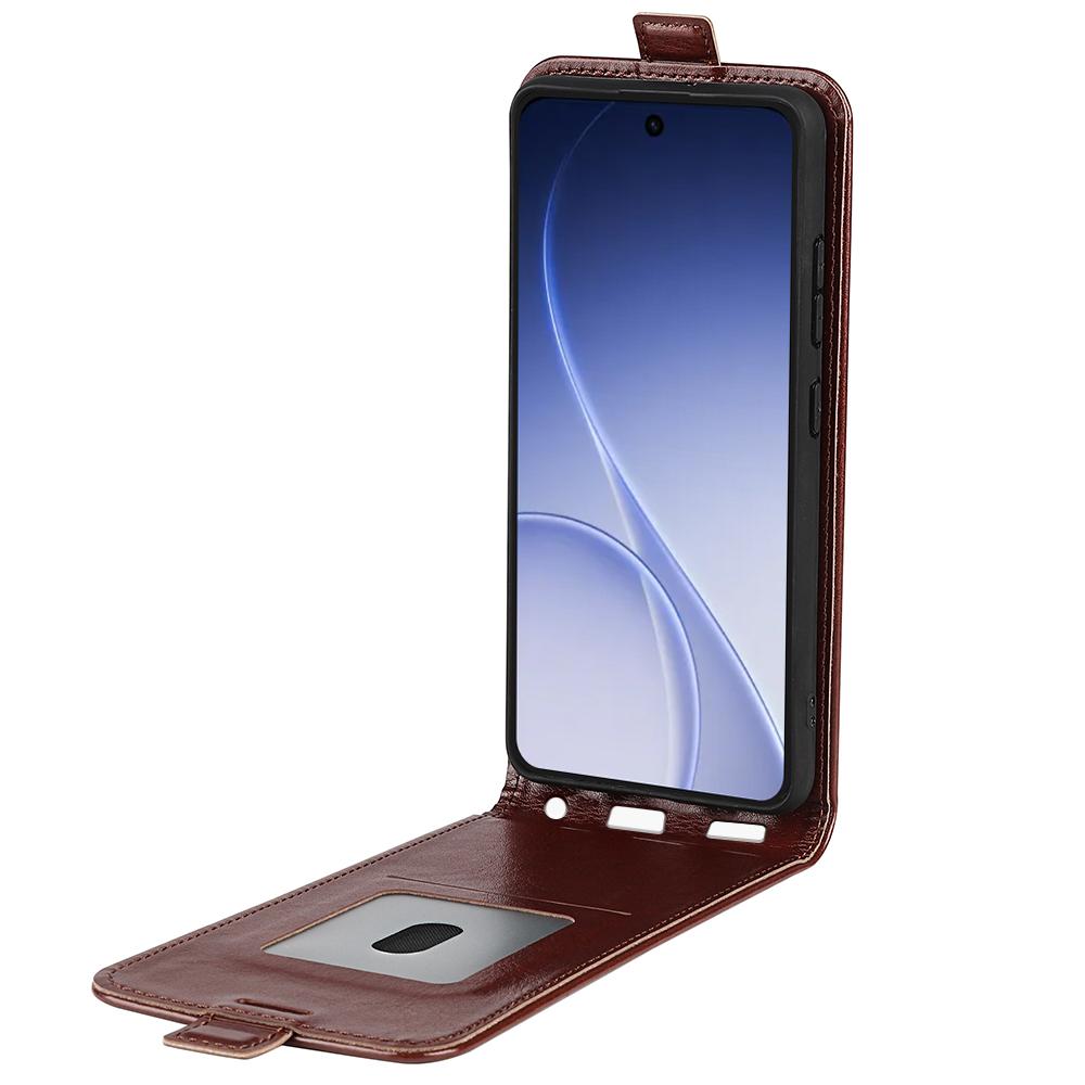 OPPO Reno15 5G Texture Vertical Flip Leather Wallet Case with Card Slot, PU TPU Shockproof Protective Cover, Anti-Drop Magnetic Folio Phone Case