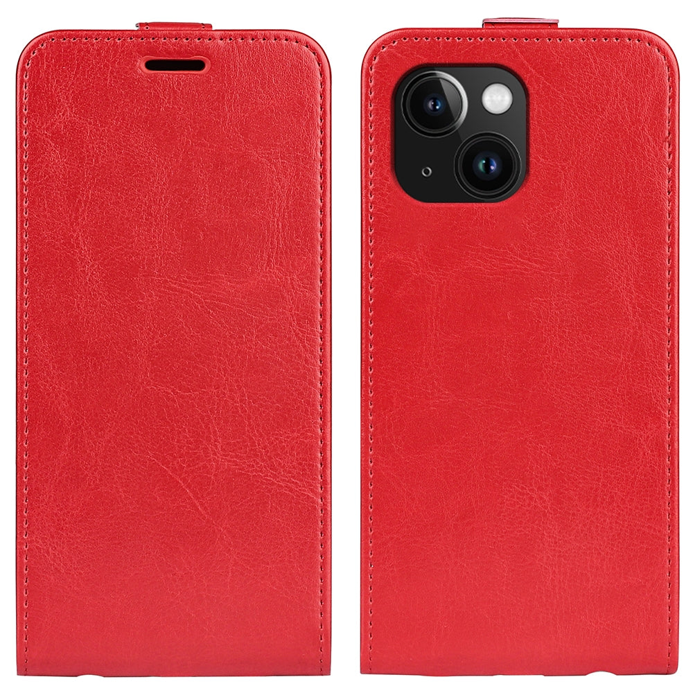 Apple iPhone 15 Texture Vertical Flip Leather Wallet Case with Card Slot, PU TPU Shockproof Protective Cover, Anti-Drop Magnetic Folio Phone Case