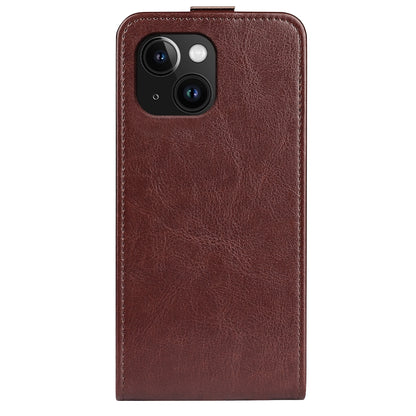 Apple iPhone 15 Texture Vertical Flip Leather Wallet Case with Card Slot, PU TPU Shockproof Protective Cover, Anti-Drop Magnetic Folio Phone Case