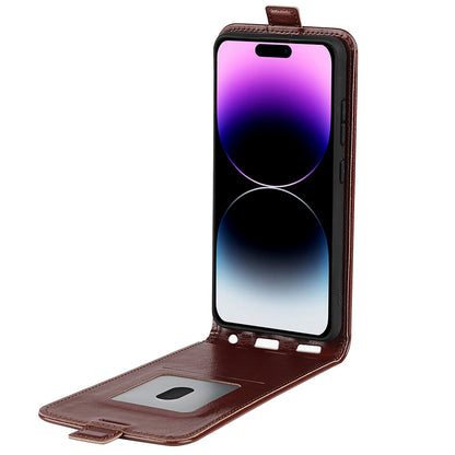 Apple iPhone 15 Pro Texture Vertical Flip Leather Wallet Case with Card Slot, PU TPU Shockproof Protective Cover, Anti-Drop Magnetic Folio Phone Case