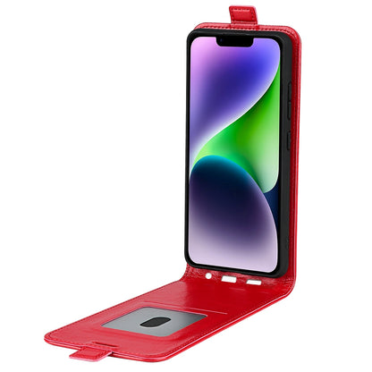 Apple iPhone 15 Plus Texture Vertical Flip Leather Wallet Case with Card Slot, PU TPU Shockproof Protective Cover, Anti-Drop Magnetic Folio Phone Case