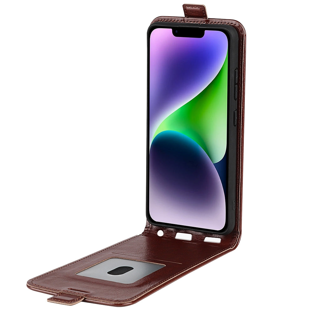 Apple iPhone 15 Plus Texture Vertical Flip Leather Wallet Case with Card Slot, PU TPU Shockproof Protective Cover, Anti-Drop Magnetic Folio Phone Case