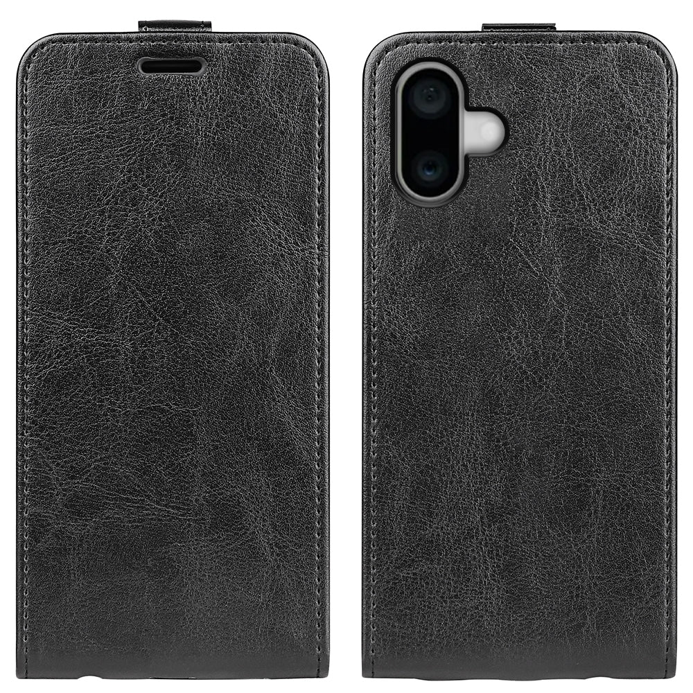Apple iPhone 16 Texture Vertical Flip Leather Wallet Case with Card Slot, PU TPU Shockproof Protective Cover, Anti-Drop Magnetic Folio Phone Case
