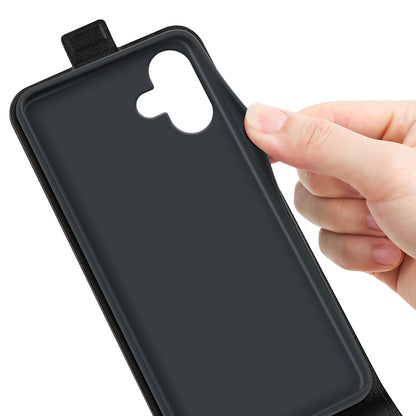 Apple iPhone 16 Texture Vertical Flip Leather Wallet Case with Card Slot, PU TPU Shockproof Protective Cover, Anti-Drop Magnetic Folio Phone Case