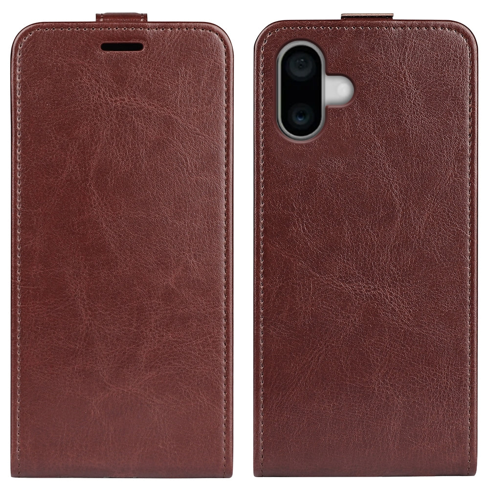 Apple iPhone 16 Texture Vertical Flip Leather Wallet Case with Card Slot, PU TPU Shockproof Protective Cover, Anti-Drop Magnetic Folio Phone Case