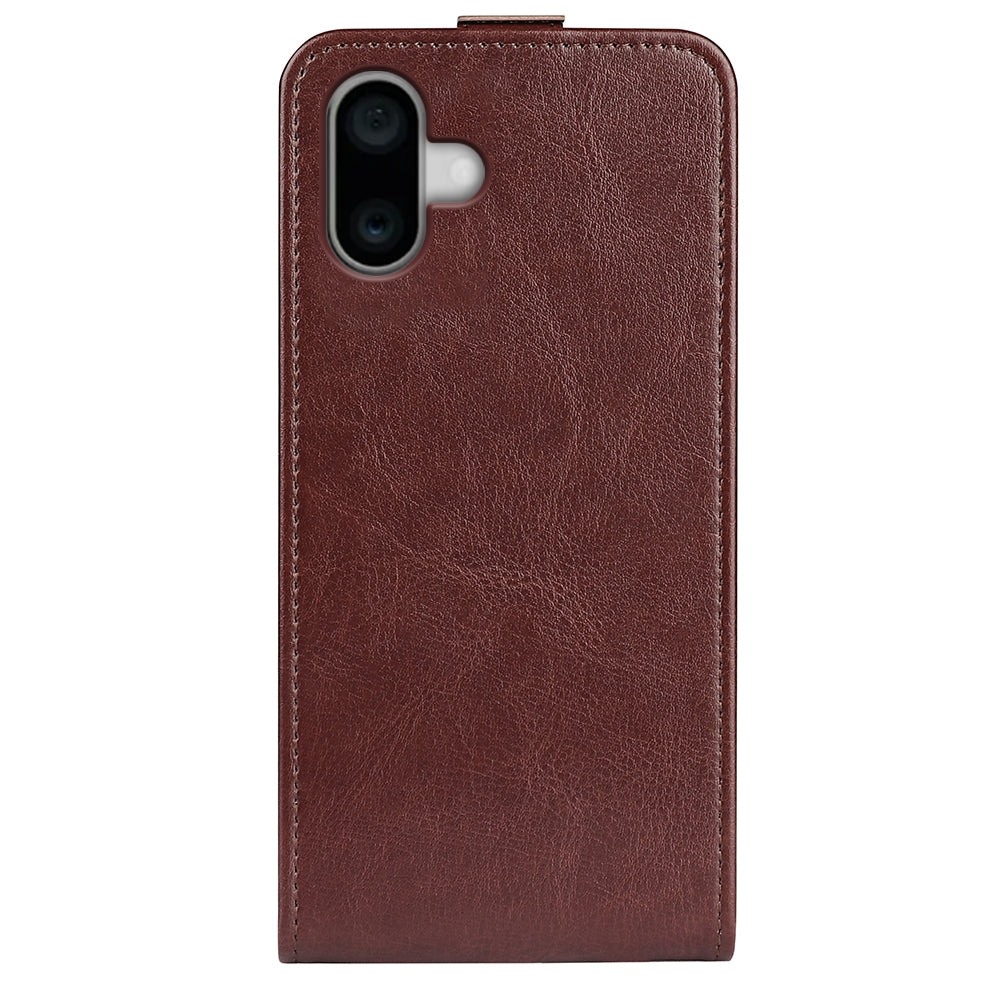Apple iPhone 16 Texture Vertical Flip Leather Wallet Case with Card Slot, PU TPU Shockproof Protective Cover, Anti-Drop Magnetic Folio Phone Case