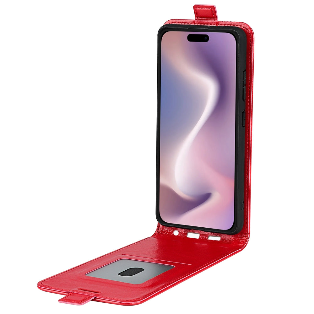 Apple iPhone 16 Plus Texture Vertical Flip Leather Wallet Case with Card Slot, PU TPU Shockproof Protective Cover, Anti-Drop Magnetic Folio Phone Case