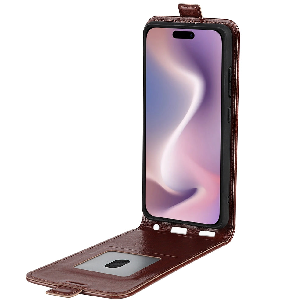 Apple iPhone 16 Plus Texture Vertical Flip Leather Wallet Case with Card Slot, PU TPU Shockproof Protective Cover, Anti-Drop Magnetic Folio Phone Case