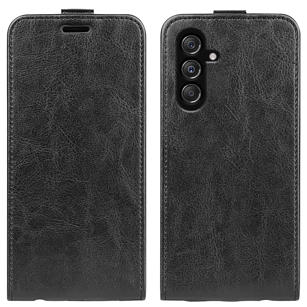 Samsung Galaxy M34 5G Texture Vertical Flip Leather Wallet Case with Card Slot, PU TPU Shockproof Protective Cover, Anti-Drop Magnetic Folio Phone Case