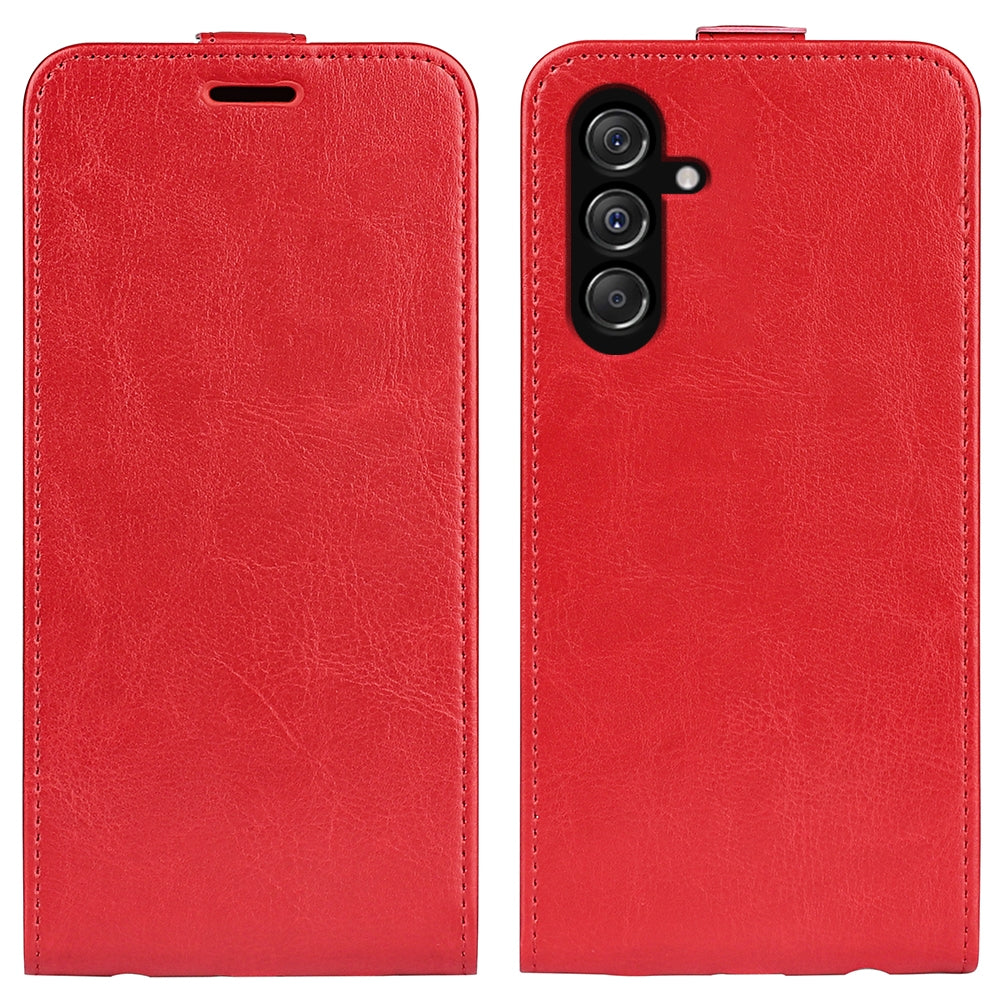 Samsung Galaxy M34 5G Texture Vertical Flip Leather Wallet Case with Card Slot, PU TPU Shockproof Protective Cover, Anti-Drop Magnetic Folio Phone Case