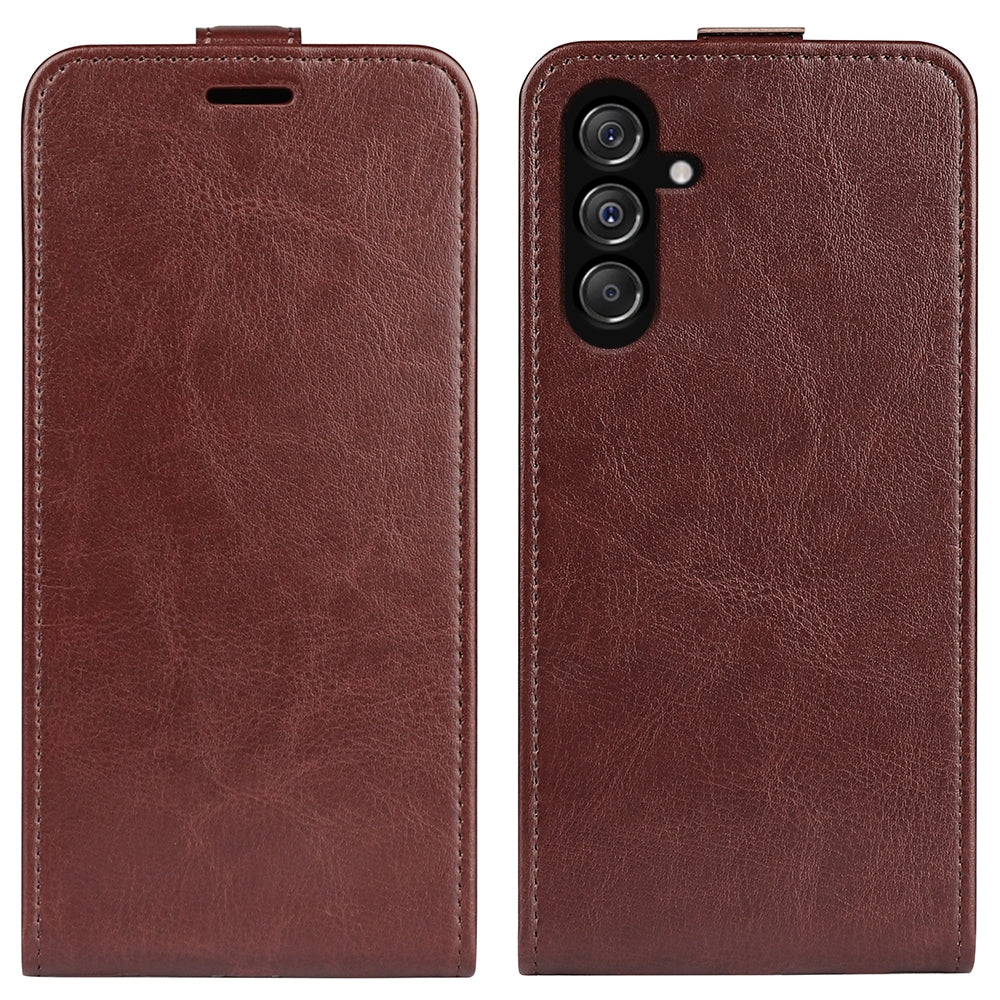 Samsung Galaxy M34 5G Texture Vertical Flip Leather Wallet Case with Card Slot, PU TPU Shockproof Protective Cover, Anti-Drop Magnetic Folio Phone Case