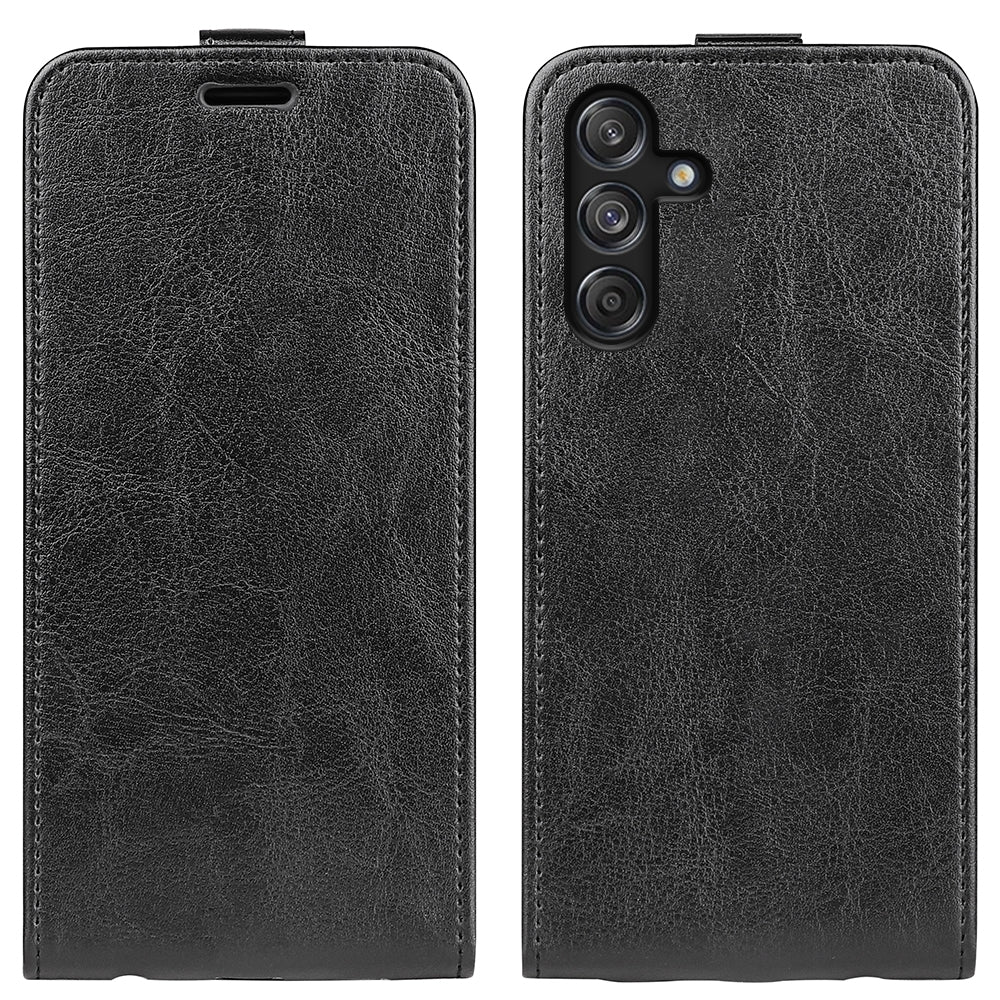 Samsung Galaxy M55 5G Texture Vertical Flip Leather Wallet Case with Card Slot, PU TPU Shockproof Protective Cover, Anti-Drop Magnetic Folio Phone Case