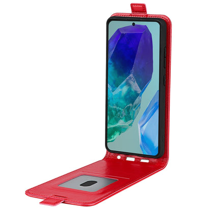 Samsung Galaxy M55 5G Texture Vertical Flip Leather Wallet Case with Card Slot, PU TPU Shockproof Protective Cover, Anti-Drop Magnetic Folio Phone Case