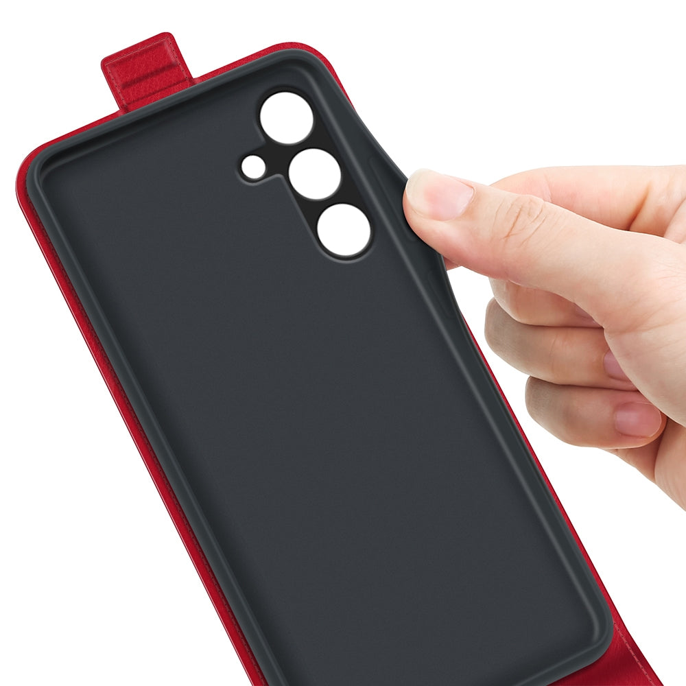Samsung Galaxy M55 5G Texture Vertical Flip Leather Wallet Case with Card Slot, PU TPU Shockproof Protective Cover, Anti-Drop Magnetic Folio Phone Case