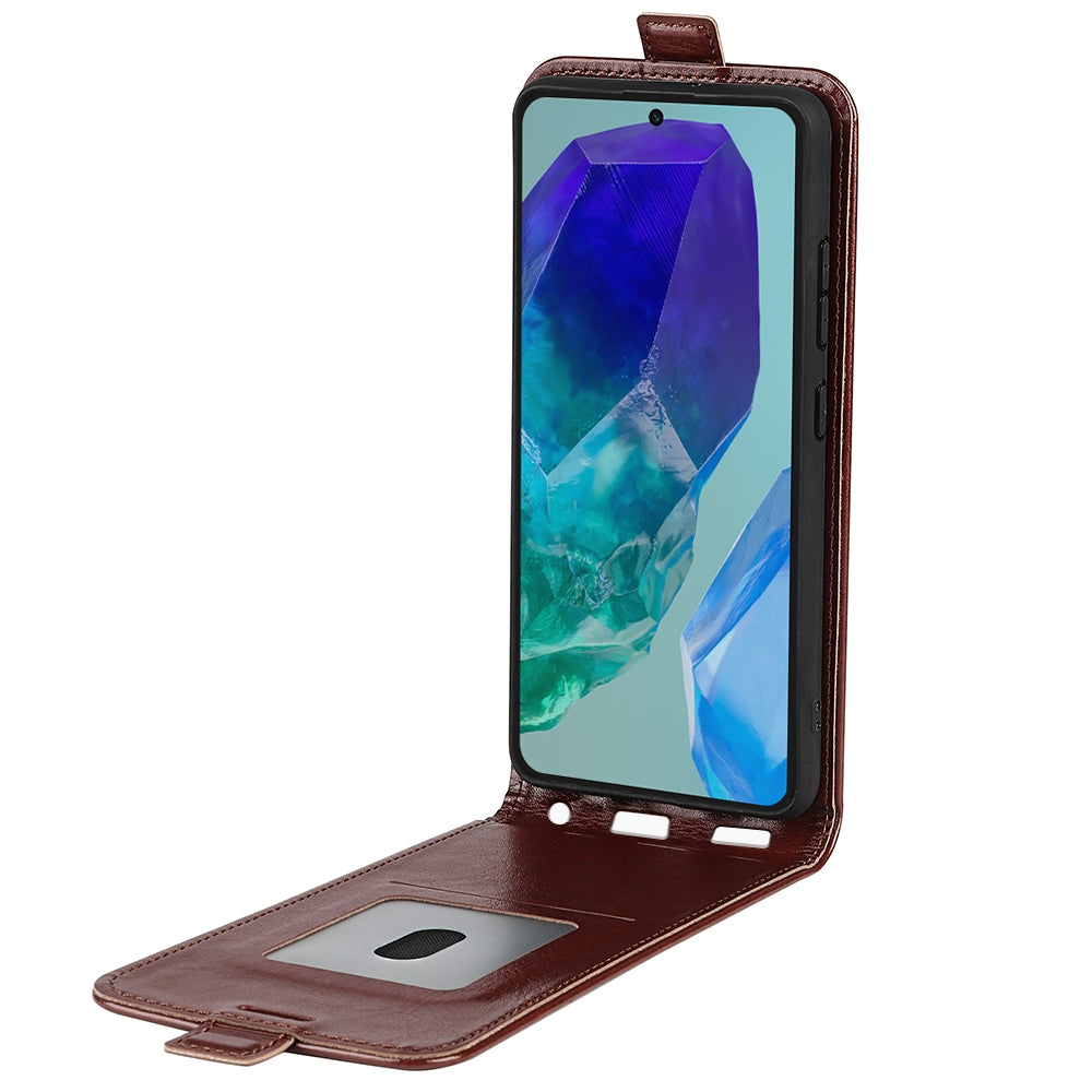 Samsung Galaxy M55 5G Texture Vertical Flip Leather Wallet Case with Card Slot, PU TPU Shockproof Protective Cover, Anti-Drop Magnetic Folio Phone Case