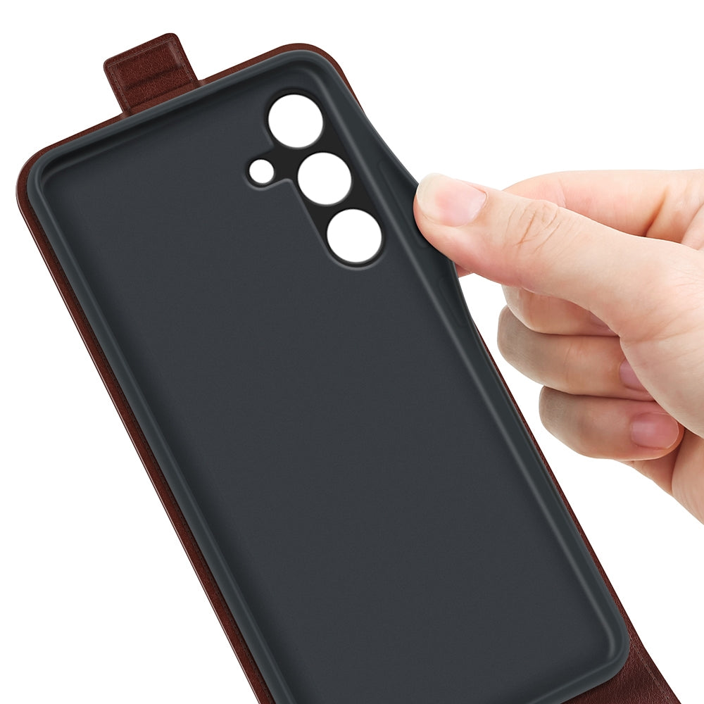 Samsung Galaxy M55 5G Texture Vertical Flip Leather Wallet Case with Card Slot, PU TPU Shockproof Protective Cover, Anti-Drop Magnetic Folio Phone Case