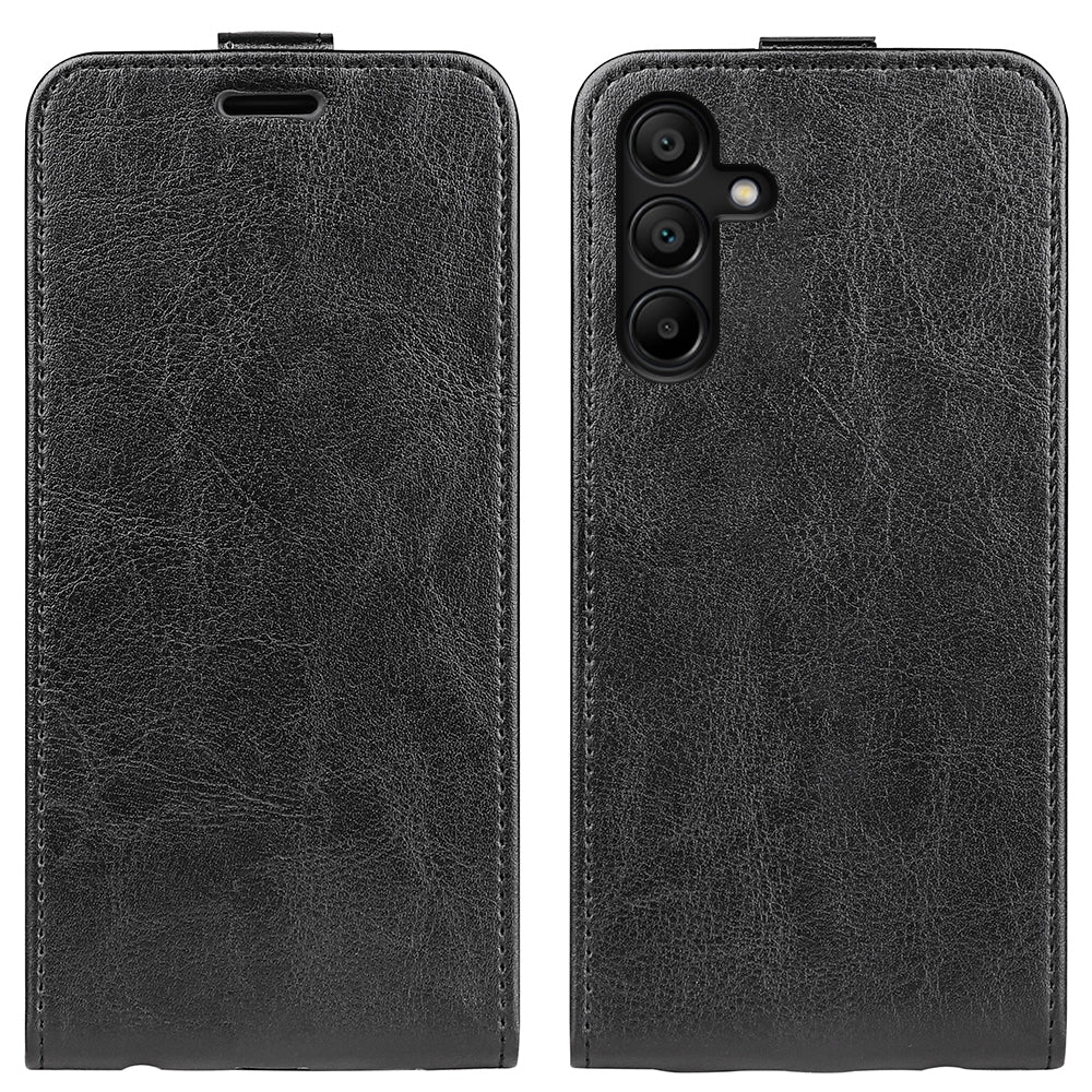 Samsung Galaxy M15 5G Texture Vertical Flip Leather Wallet Case with Card Slot, PU TPU Shockproof Protective Cover, Anti-Drop Magnetic Folio Phone Case
