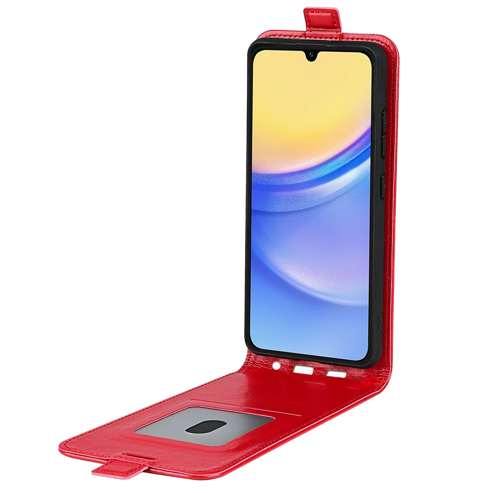 Samsung Galaxy M15 5G Texture Vertical Flip Leather Wallet Case with Card Slot, PU TPU Shockproof Protective Cover, Anti-Drop Magnetic Folio Phone Case