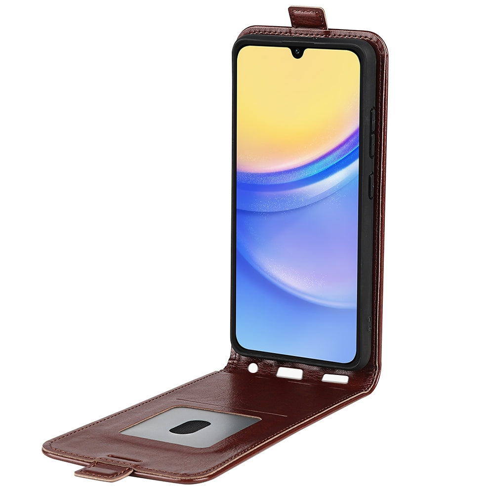 Samsung Galaxy M15 5G Texture Vertical Flip Leather Wallet Case with Card Slot, PU TPU Shockproof Protective Cover, Anti-Drop Magnetic Folio Phone Case