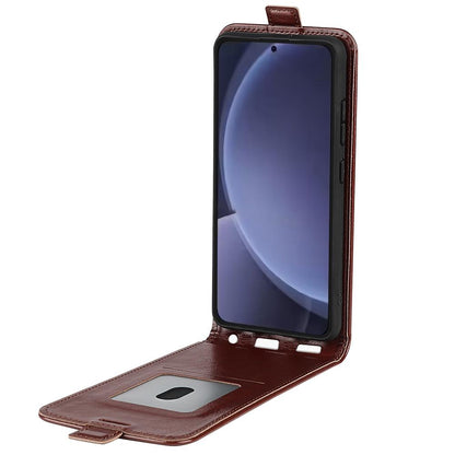 Samsung Galaxy S25+ 5G Texture Vertical Flip Leather Wallet Case with Card Slot, PU TPU Shockproof Protective Cover, Anti-Drop Magnetic Folio Phone Case