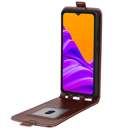Samsung Galaxy Xcover 7 Pro Texture Vertical Flip Leather Wallet Case with Card Slot, PU TPU Shockproof Protective Cover, Anti-Drop Magnetic Folio Phone Case