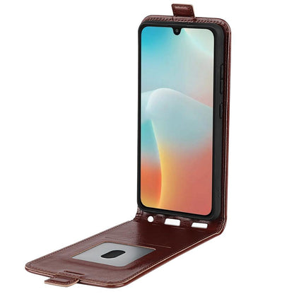 Samsung Galaxy F16 Texture Vertical Flip Leather Wallet Case with Card Slot, PU TPU Shockproof Protective Cover, Anti-Drop Magnetic Folio Phone Case