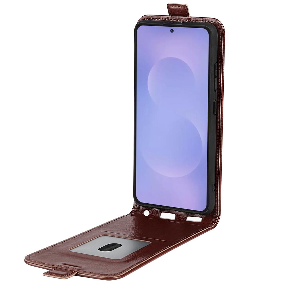 Samsung Galaxy S26 5G Texture Vertical Flip Leather Wallet Case with Card Slot, PU TPU Shockproof Protective Cover, Anti-Drop Magnetic Folio Phone Case