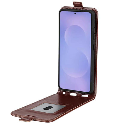 Samsung Galaxy S26 5G Texture Vertical Flip Leather Wallet Case with Card Slot, PU TPU Shockproof Protective Cover, Anti-Drop Magnetic Folio Phone Case