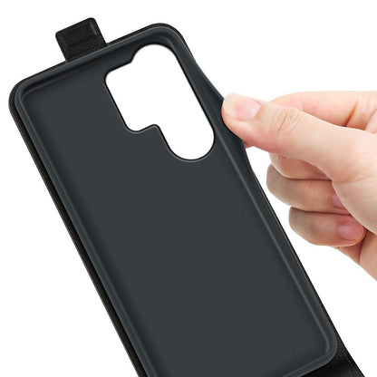 Samsung Galaxy S26 Ultra 5G Texture Vertical Flip Leather Wallet Case with Card Slot, PU TPU Shockproof Protective Cover, Anti-Drop Magnetic Folio Phone Case
