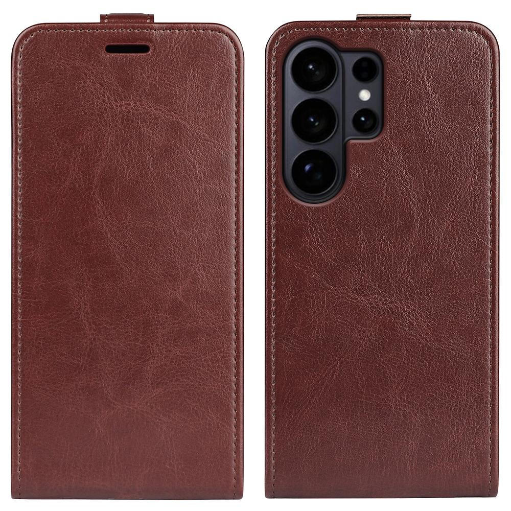 Samsung Galaxy S26 Ultra 5G Texture Vertical Flip Leather Wallet Case with Card Slot, PU TPU Shockproof Protective Cover, Anti-Drop Magnetic Folio Phone Case