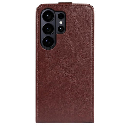 Samsung Galaxy S26 Ultra 5G Texture Vertical Flip Leather Wallet Case with Card Slot, PU TPU Shockproof Protective Cover, Anti-Drop Magnetic Folio Phone Case