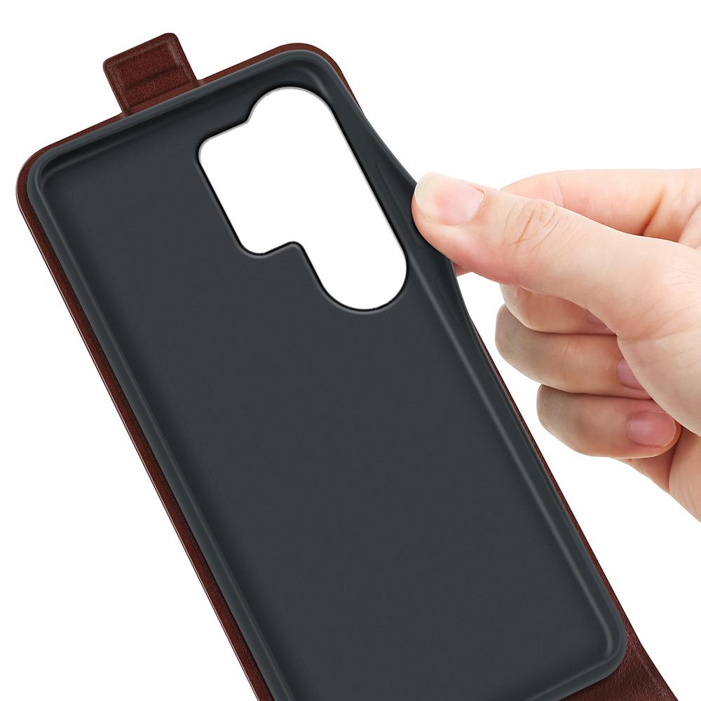 Samsung Galaxy S26 Ultra 5G Texture Vertical Flip Leather Wallet Case with Card Slot, PU TPU Shockproof Protective Cover, Anti-Drop Magnetic Folio Phone Case