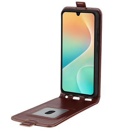 Samsung Galaxy F36 5G Texture Vertical Flip Leather Wallet Case with Card Slot, PU TPU Shockproof Protective Cover, Anti-Drop Magnetic Folio Phone Case