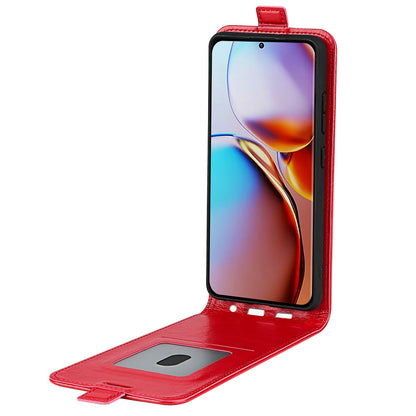 Motorola Moto X40 Pro Texture Vertical Flip Leather Wallet Case with Card Slot, PU TPU Shockproof Protective Cover, Anti-Drop Magnetic Folio Phone Case