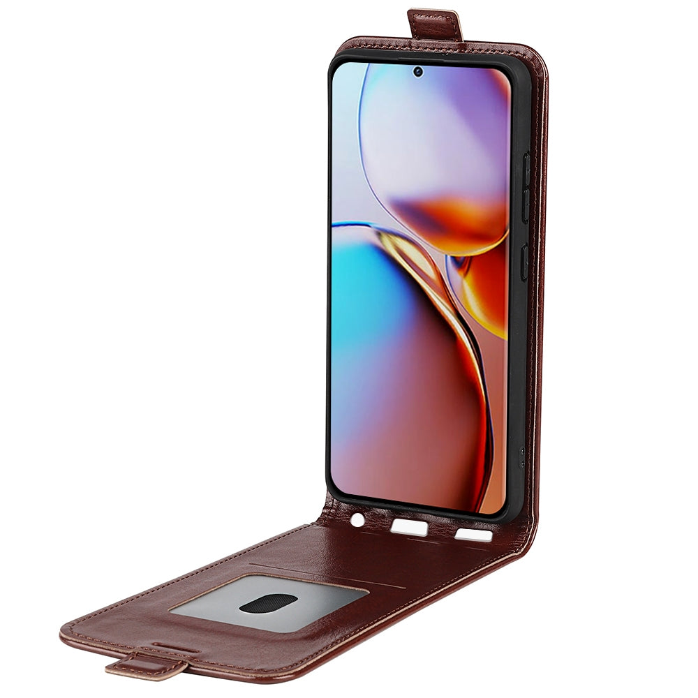 Motorola Moto X40 Pro Texture Vertical Flip Leather Wallet Case with Card Slot, PU TPU Shockproof Protective Cover, Anti-Drop Magnetic Folio Phone Case