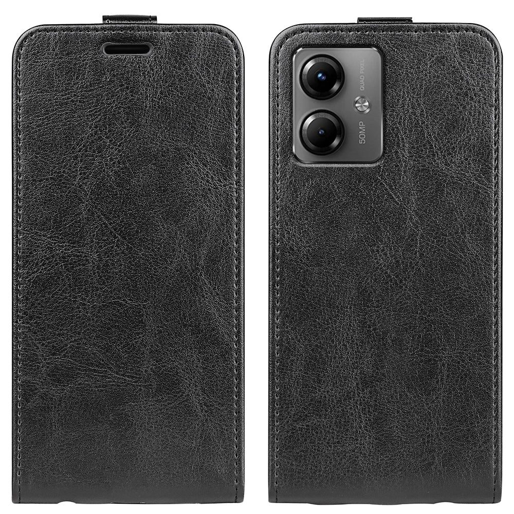 Motorola Moto G14 Texture Vertical Flip Leather Wallet Case with Card Slot, PU TPU Shockproof Protective Cover, Anti-Drop Magnetic Folio Phone Case
