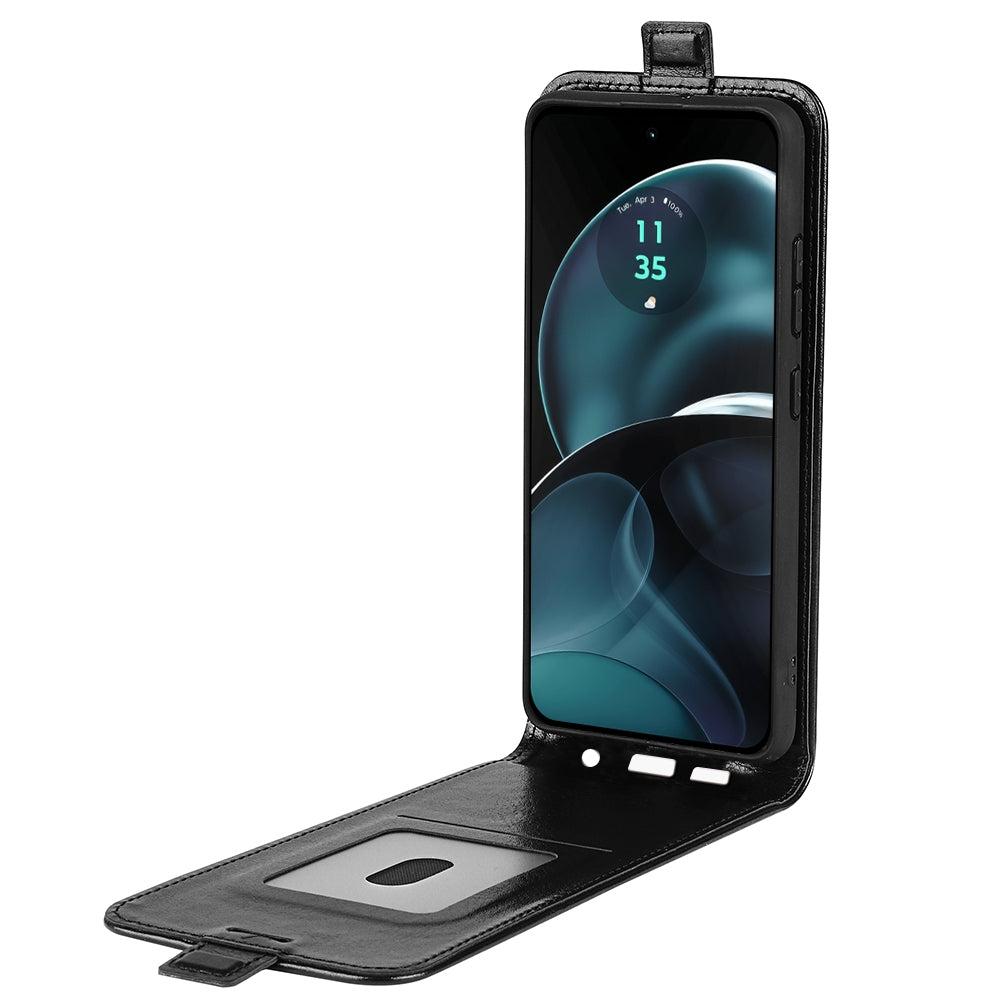 Motorola Moto G14 Texture Vertical Flip Leather Wallet Case with Card Slot, PU TPU Shockproof Protective Cover, Anti-Drop Magnetic Folio Phone Case