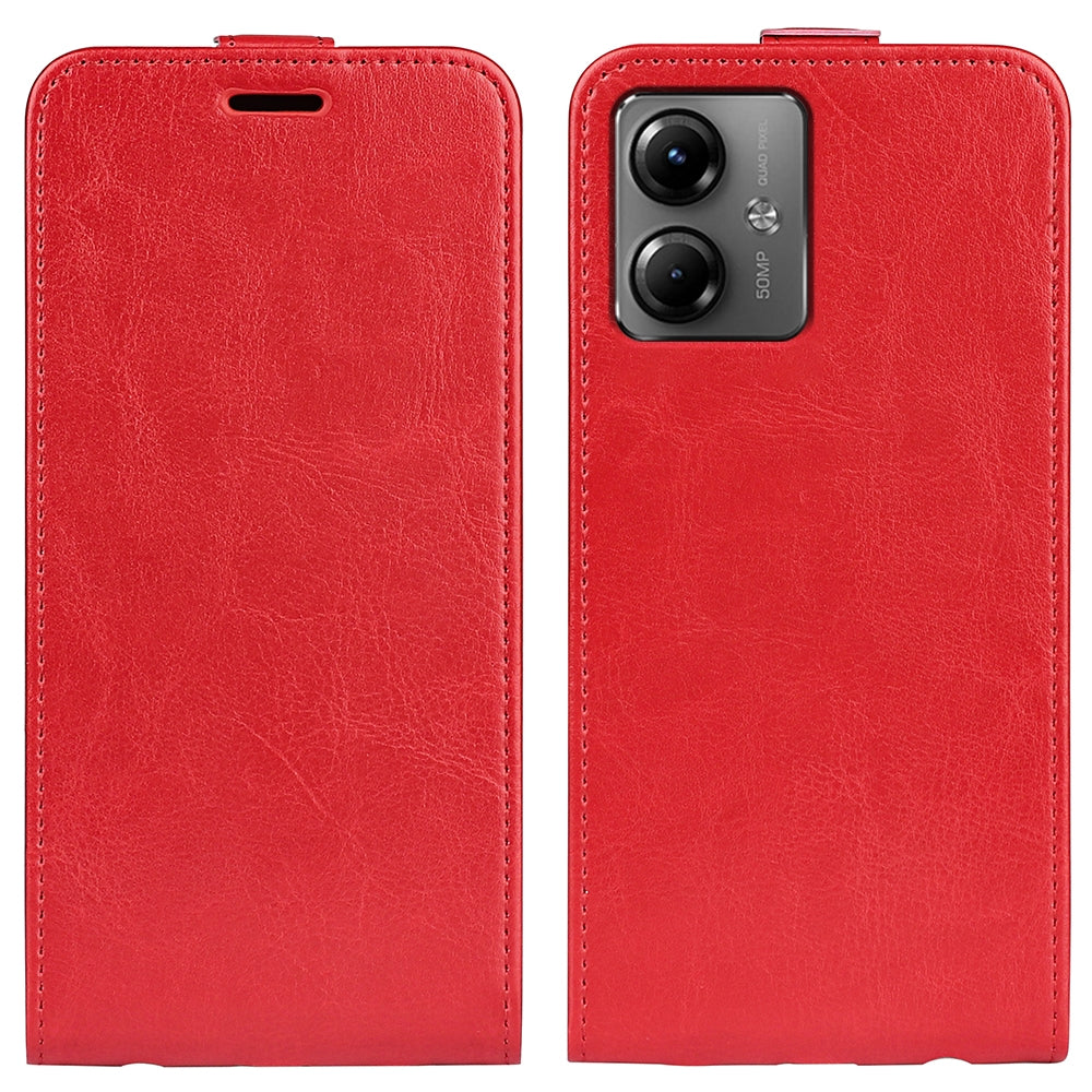Motorola Moto G14 Texture Vertical Flip Leather Wallet Case with Card Slot, PU TPU Shockproof Protective Cover, Anti-Drop Magnetic Folio Phone Case