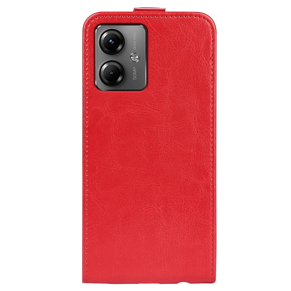 Motorola Moto G14 Texture Vertical Flip Leather Wallet Case with Card Slot, PU TPU Shockproof Protective Cover, Anti-Drop Magnetic Folio Phone Case
